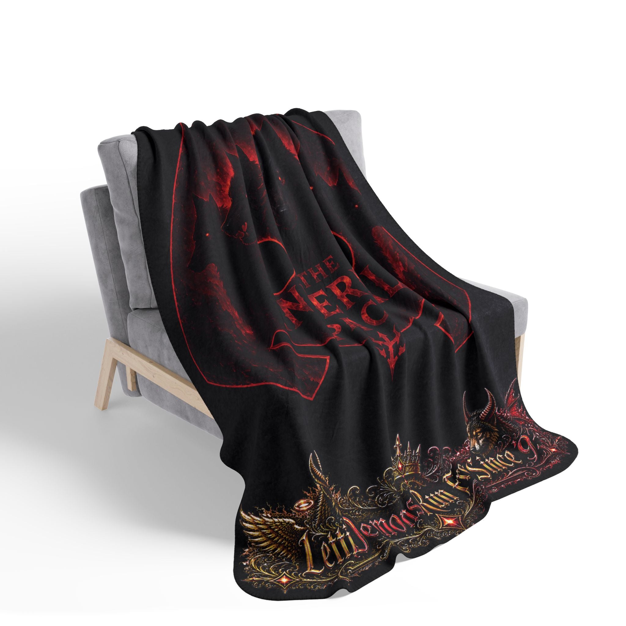 Infernal Pack Sherpa Blanket — 'The Infernal Pack: Letting Demons Run Free Since '93' Gothic Fleece Throw