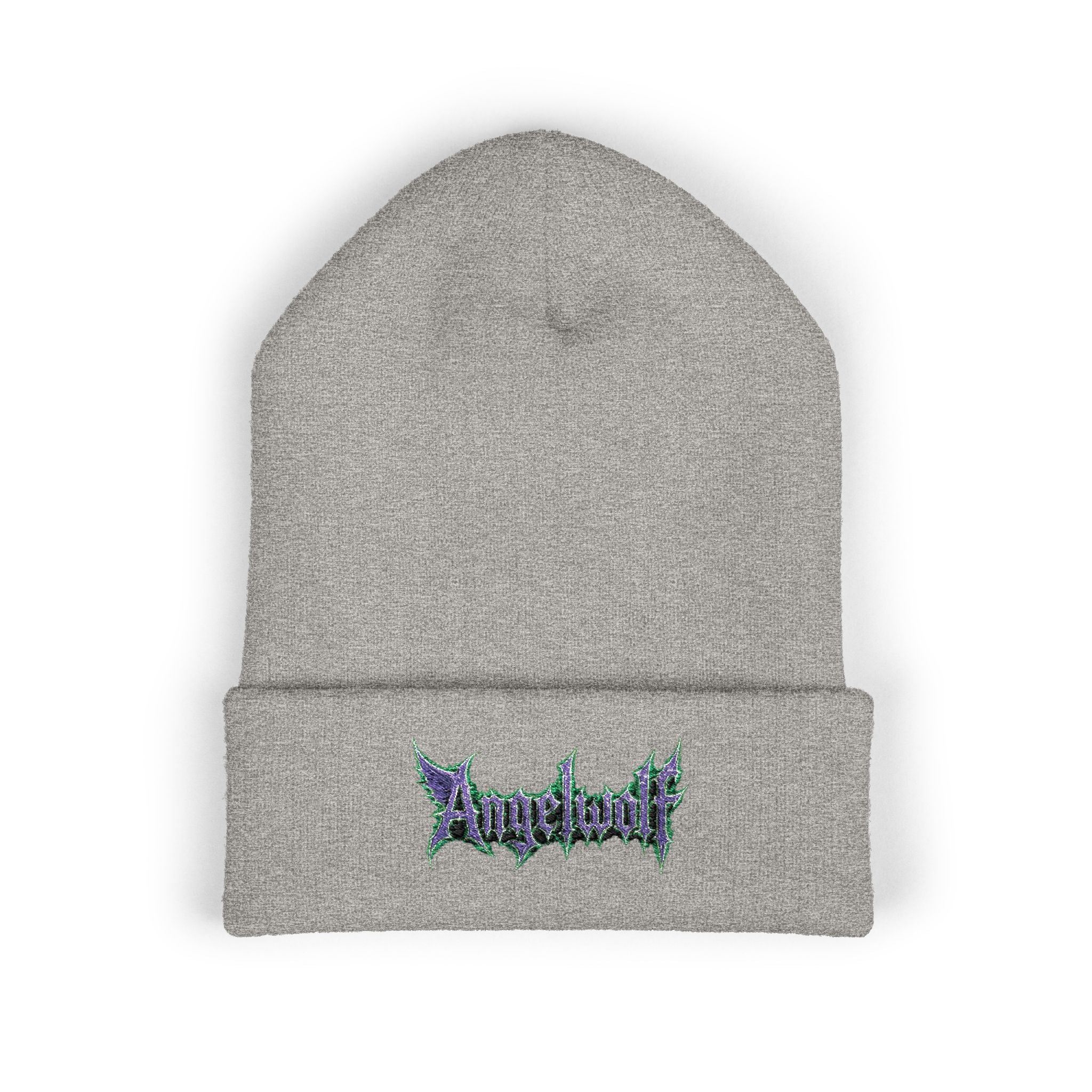 Embroidered 'Angel Wolf' Gothic Cuffed Beanie — Band Style Logo
