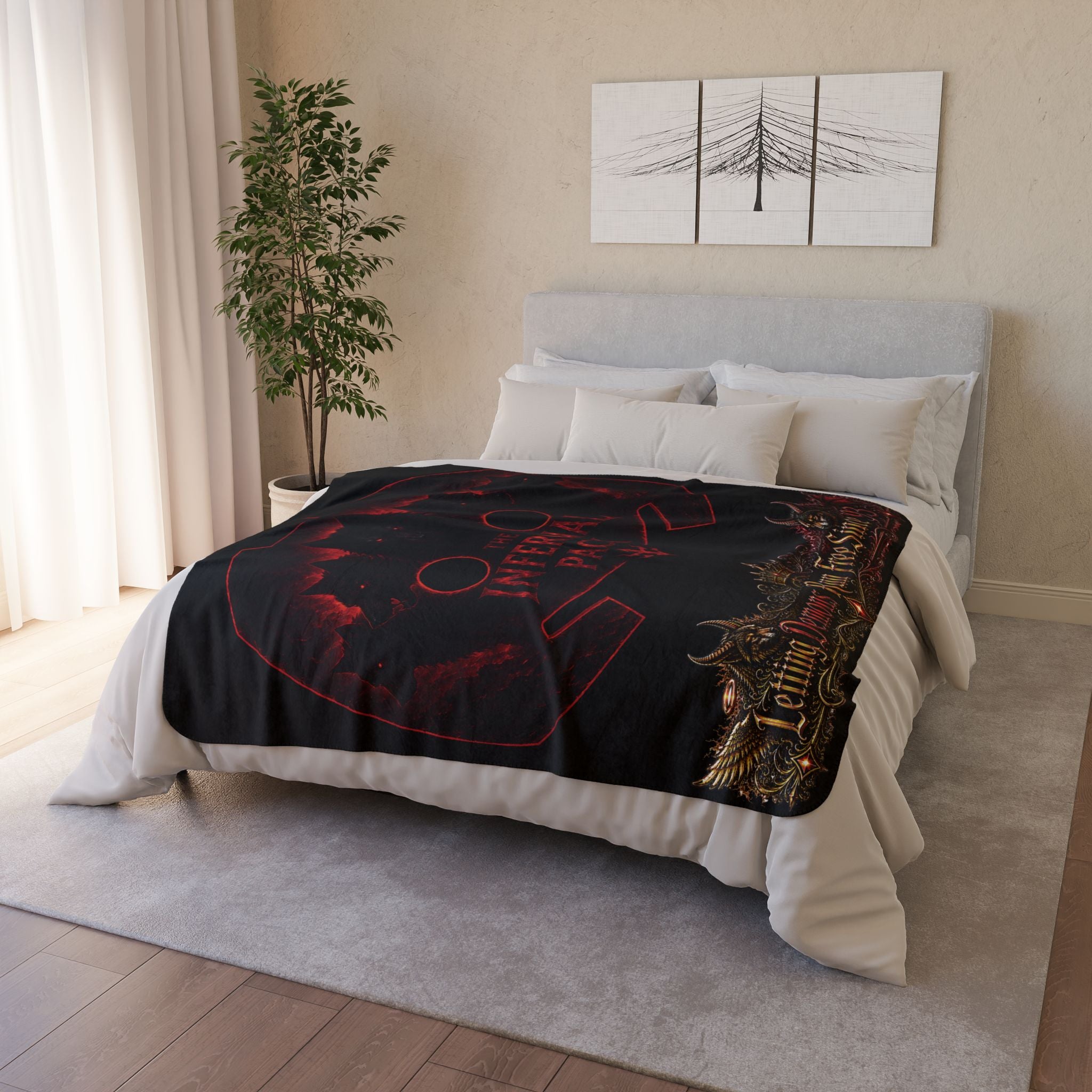 Infernal Pack Sherpa Blanket — 'The Infernal Pack: Letting Demons Run Free Since '93' Gothic Fleece Throw