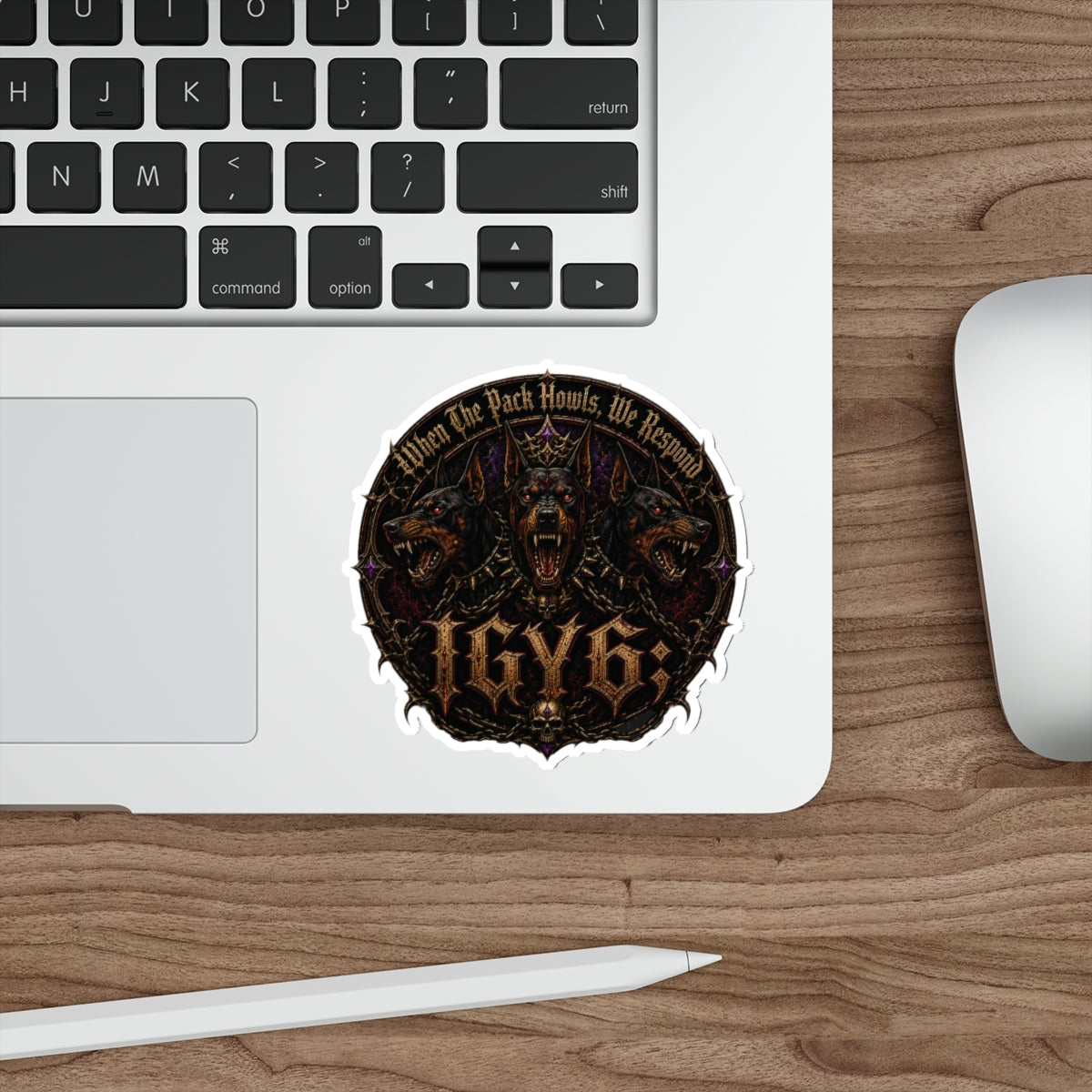 Die-Cut Sticker — IGY6;Triple-Headed Wolf Emblem (“When The Pack Howls, We Respond”)
