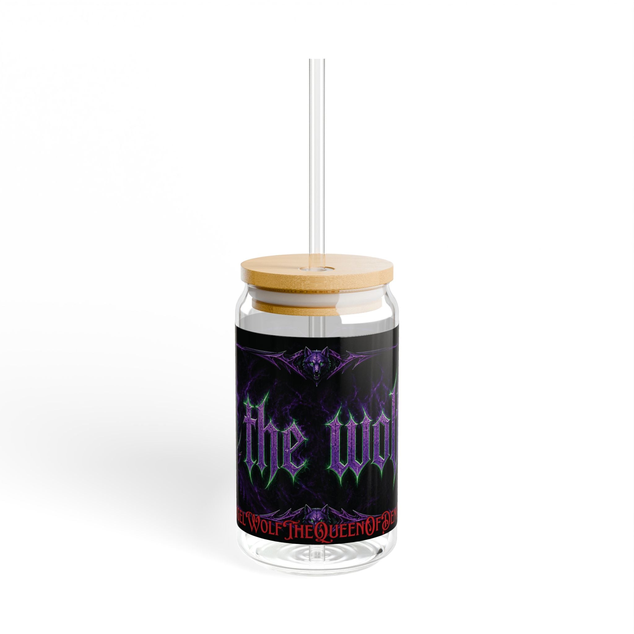 The Wolf Den Logo 16oz Sipper Glass