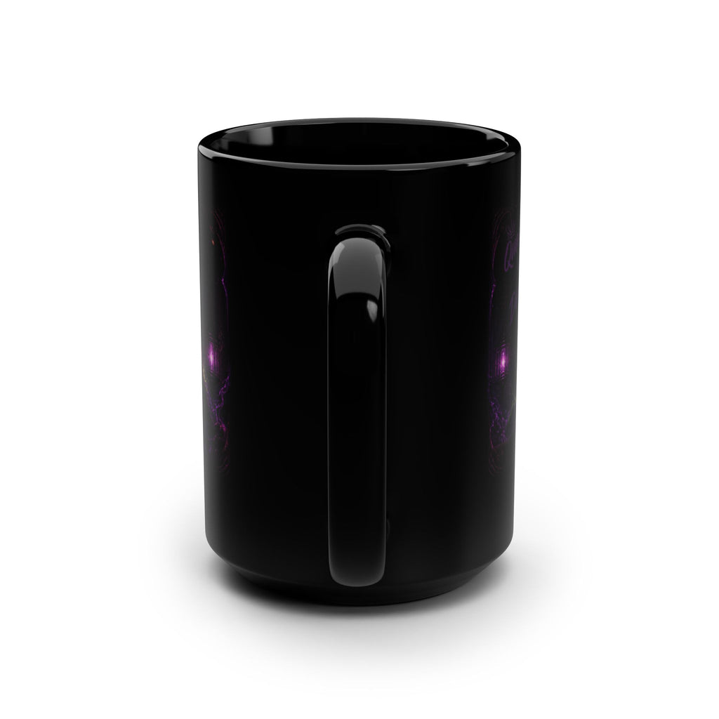 15oz Black Mug — Angel Wolf 'Queen of Demons' Gothic Fantasy Coffee Cup