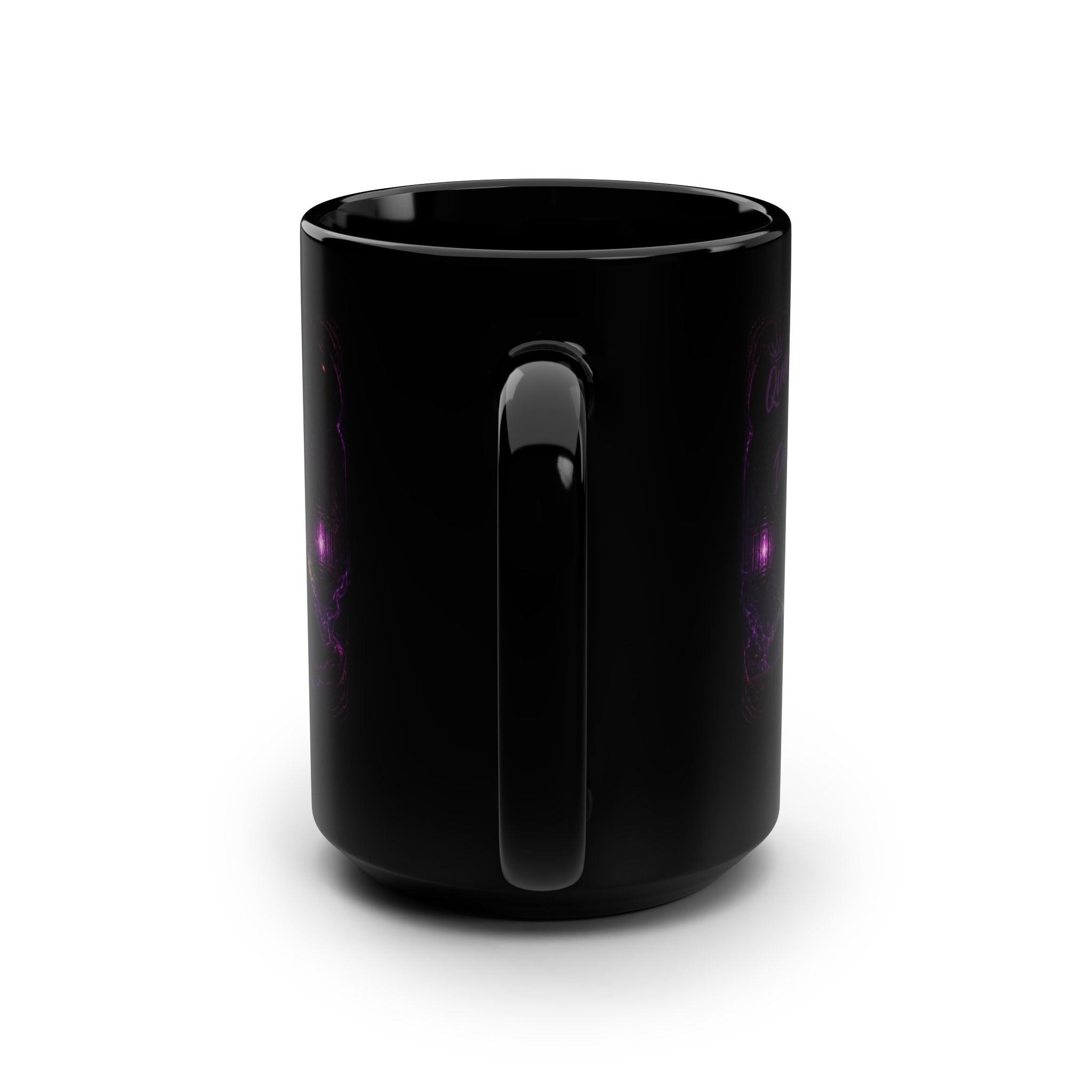 15oz Black Mug — Angel Wolf 'Queen of Demons' Gothic Fantasy Coffee Cup