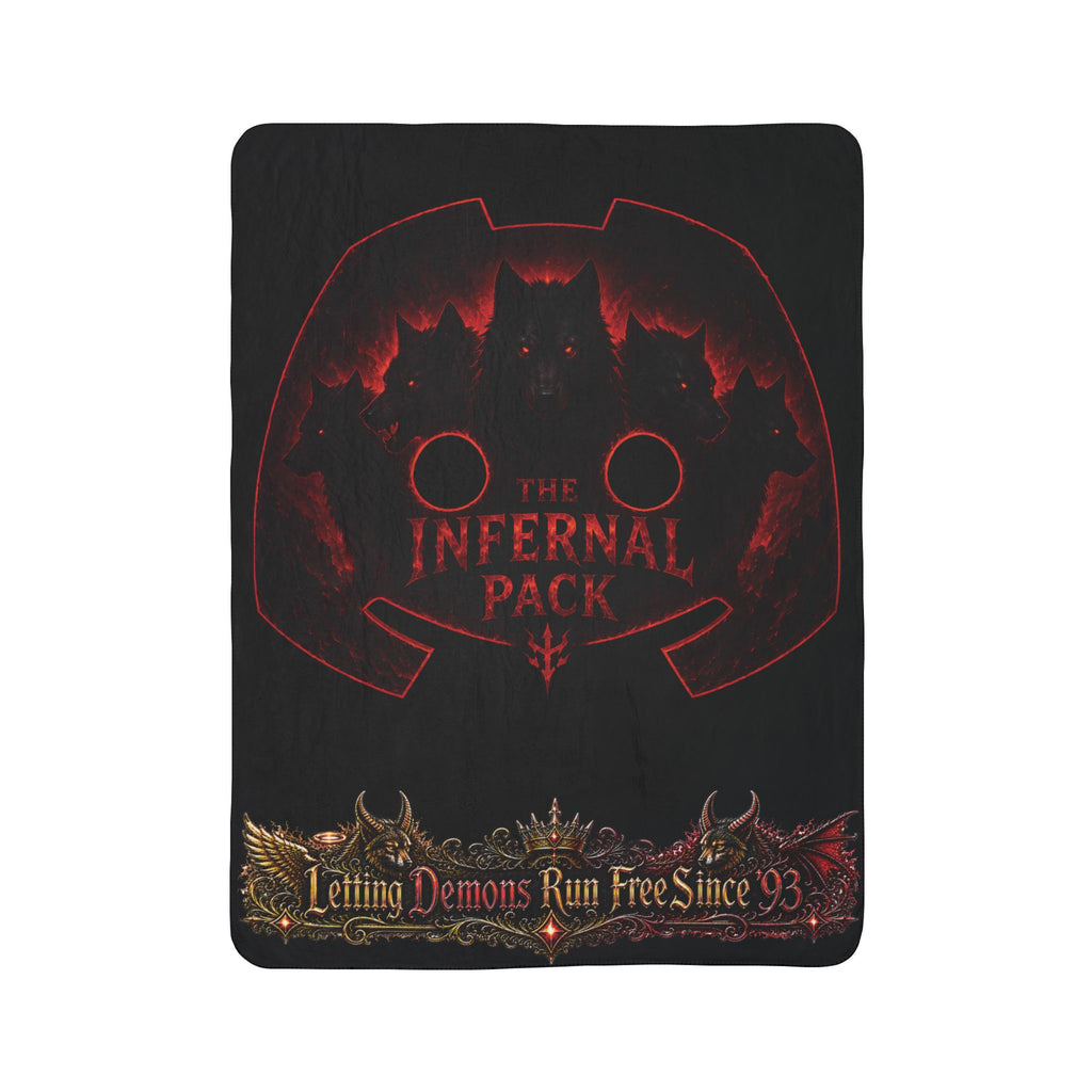 Infernal Pack Sherpa Blanket — 'The Infernal Pack: Letting Demons Run Free Since '93' Gothic Fleece Throw