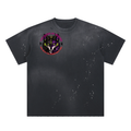 Unisex "Come Play" anime style logo Hand-Frayed Sunfade Paint Splatter T-Shirt