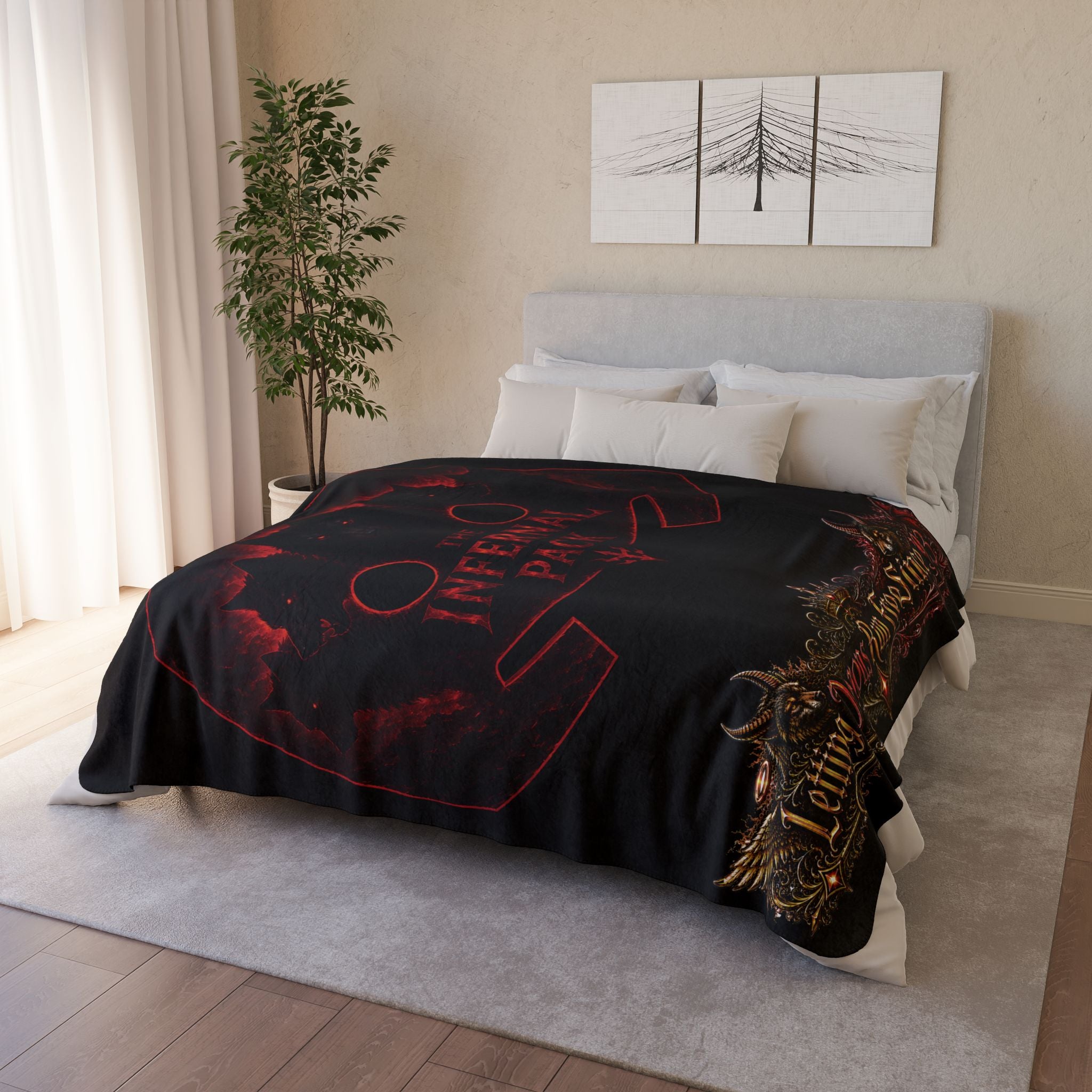 Infernal Pack Sherpa Blanket — 'The Infernal Pack: Letting Demons Run Free Since '93' Gothic Fleece Throw
