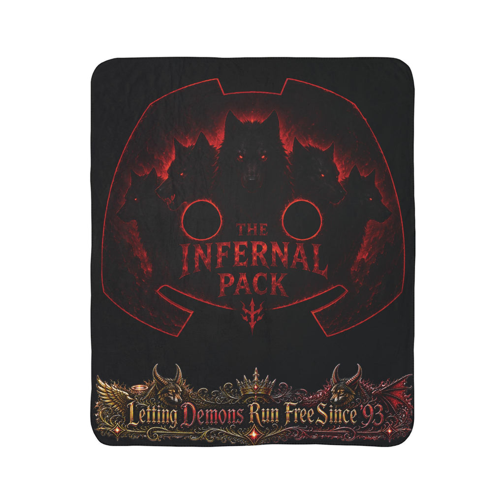 Infernal Pack Sherpa Blanket — 'The Infernal Pack: Letting Demons Run Free Since '93' Gothic Fleece Throw