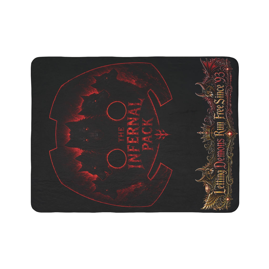 Infernal Pack Sherpa Blanket — 'The Infernal Pack: Letting Demons Run Free Since '93' Gothic Fleece Throw