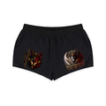 Women's Black, Red, and Gold Wolf Logo Retro Shorts "Since '93"