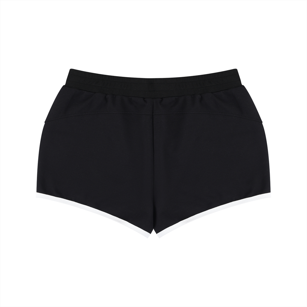 Women's Black, Red, and Gold Wolf Logo Retro Shorts "Since '93"