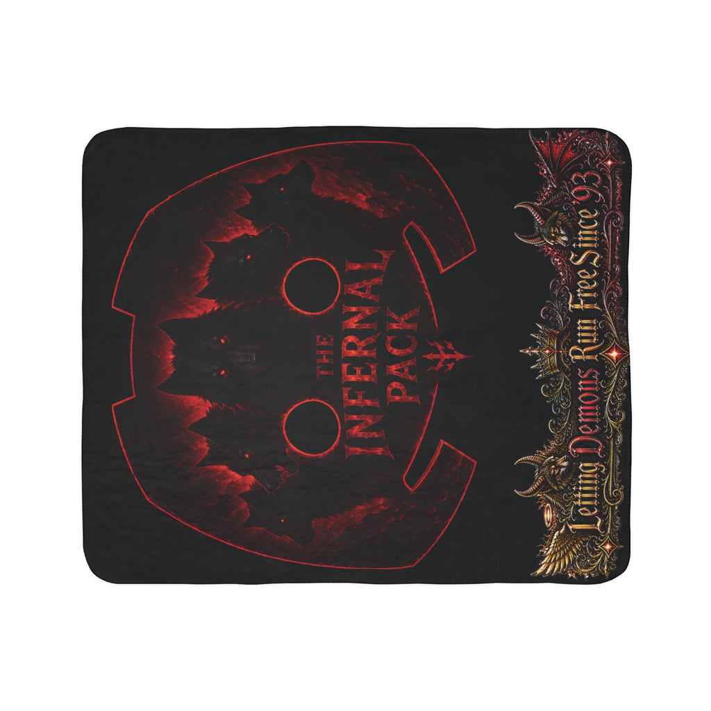 Infernal Pack Sherpa Blanket — 'The Infernal Pack: Letting Demons Run Free Since '93' Gothic Fleece Throw