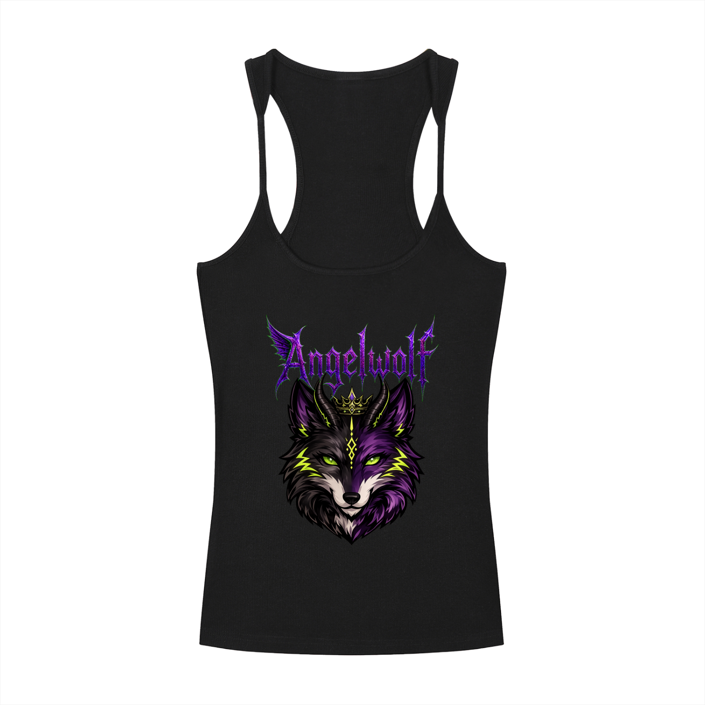 Women's AngelWolf Band-Style "I am a Queen..." Racer Back TankTop