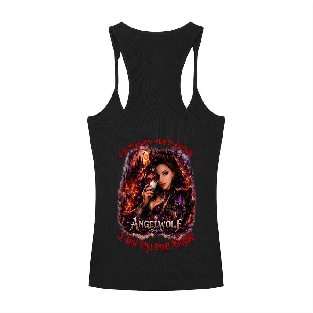 Women's AngelWolf Band-Style "I am a Queen..." Racer Back TankTop