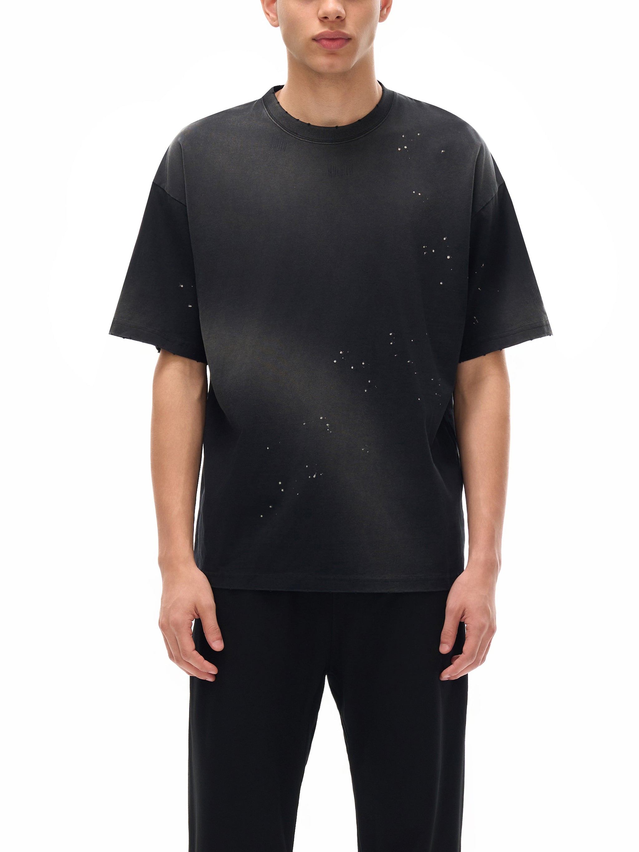 Unisex "Come Play" anime style logo Hand-Frayed Sunfade Paint Splatter T-Shirt