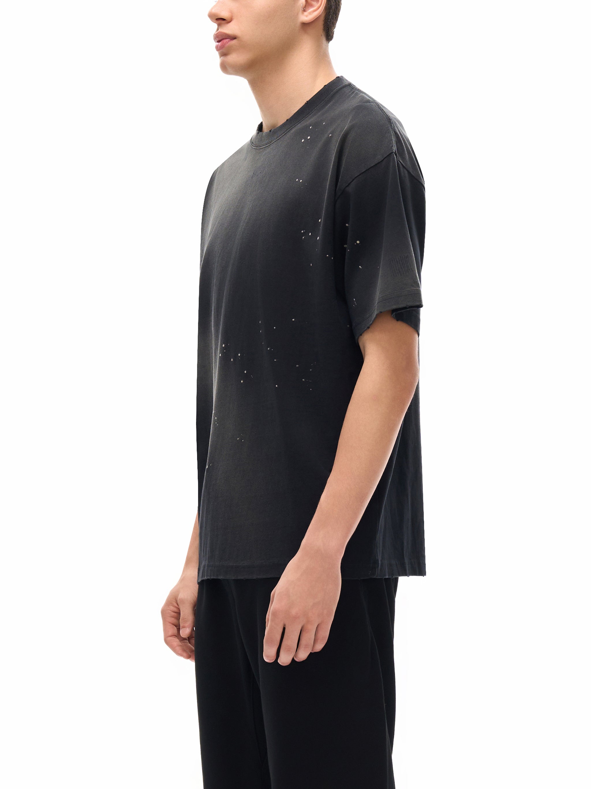 Unisex "Come Play" anime style logo Hand-Frayed Sunfade Paint Splatter T-Shirt