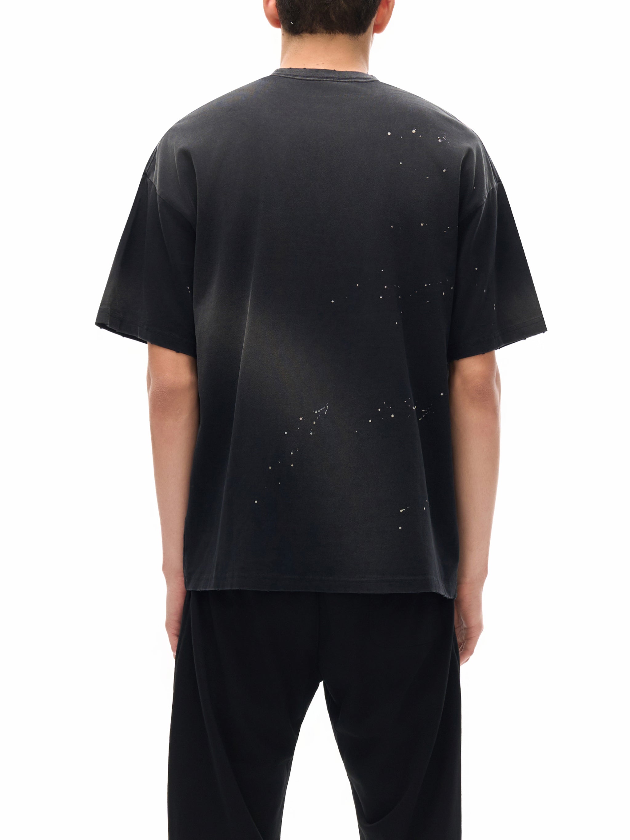 Unisex "Come Play" anime style logo Hand-Frayed Sunfade Paint Splatter T-Shirt