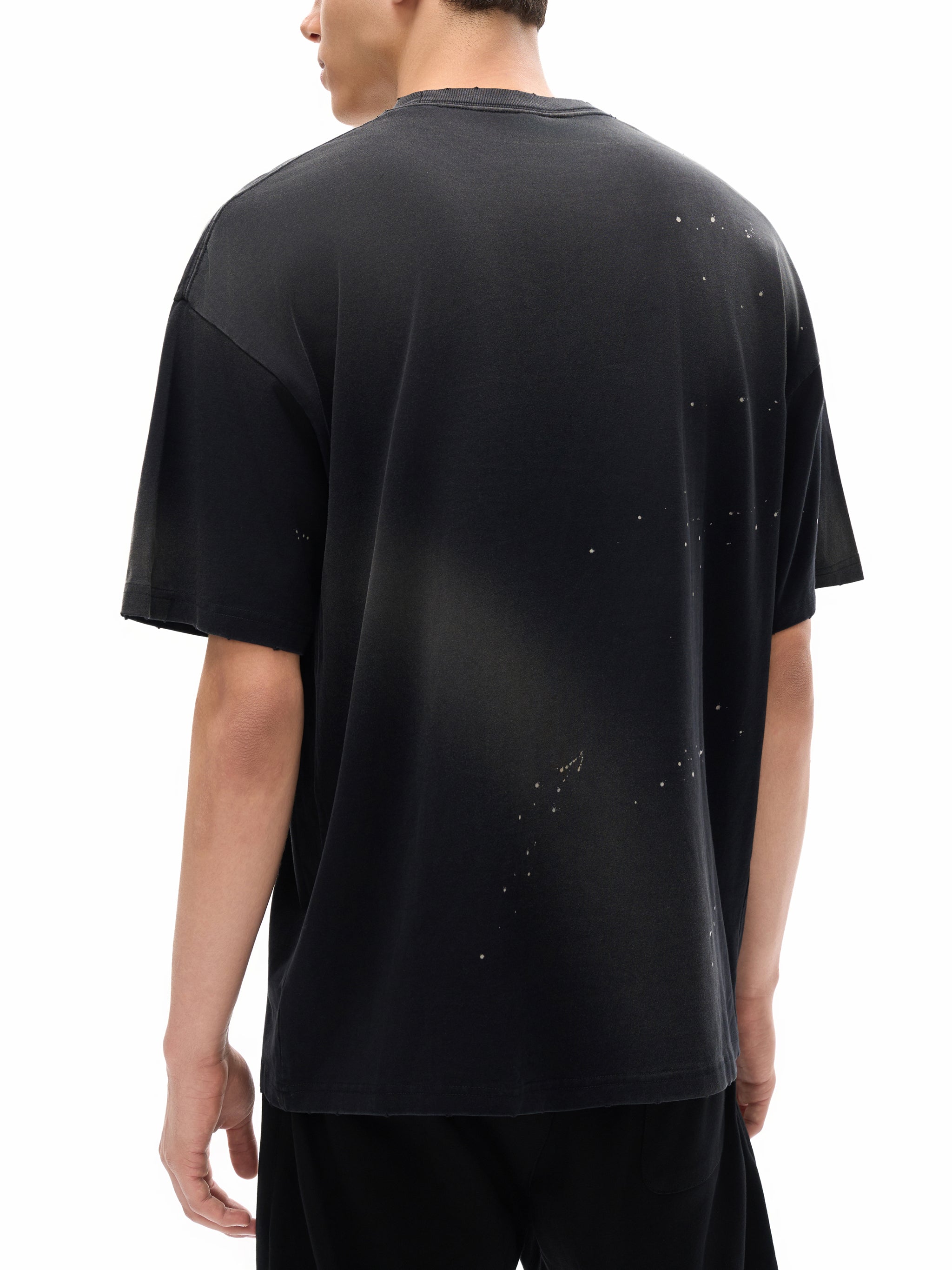 Unisex "Come Play" anime style logo Hand-Frayed Sunfade Paint Splatter T-Shirt